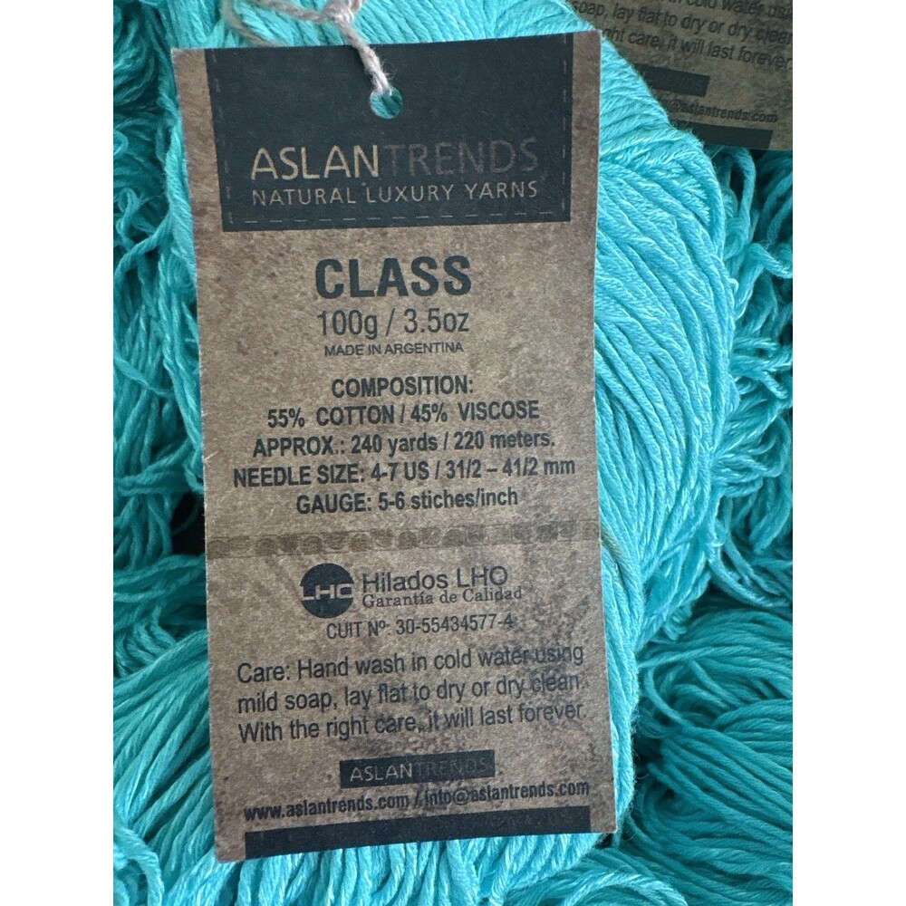 Aslan Trends Class Yarn Lot Cotton Viscose 100g Skeins Same Dye Lot 2969 - Picture 2 of 3